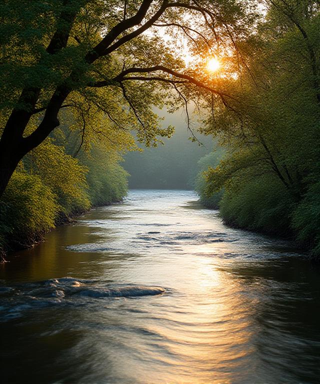 A tranquil view of the River Dodder near Dundrum at sunrise